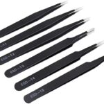 6PCS Precision Tweezers Set, Upgraded Anti-Static Stainless Steel Curved of Tweezers, for Electronics, Laboratory Work, Jewelry-Making, Craft, Soldering, etc, by kaverme.