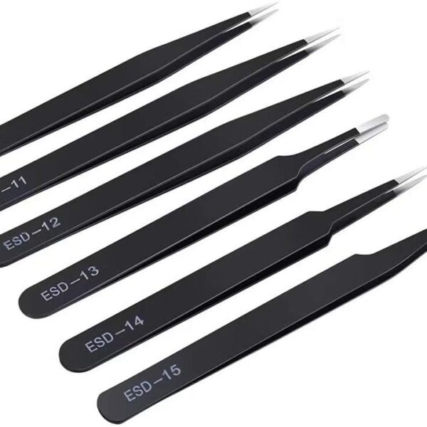 6PCS Precision Tweezers Set, Upgraded Anti-Static Stainless Steel Curved of Tweezers, for Electronics, Laboratory Work, Jewelry-Making, Craft, Soldering, etc, by kaverme.