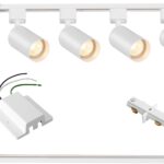 4-Light LED Track Lighting Kit with 3.3FT H Track Lighting Rails & Floating Canopy Connector, GU10 Track Light Kit, Modern Kitchen Track Lighting Fixtures Ceiling Spot Light, White (No Bulbs)