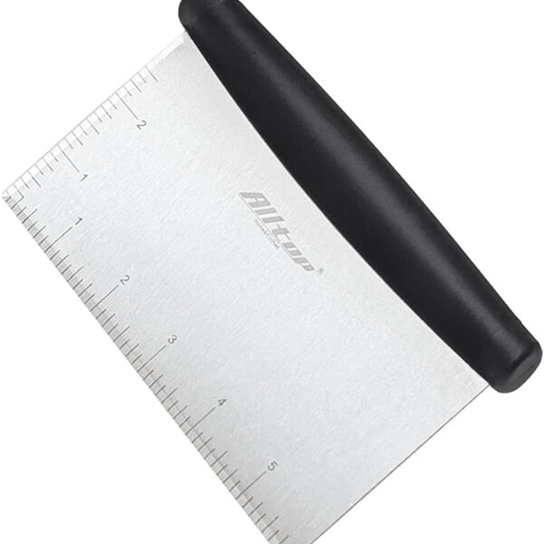 ALLTOP Bench Scraper & Chopper for Kitchen - Ideal Baking Essential Utensil,Stainless Steel Pastry/Dough/Food Cutter Tool for Cake Pizza Bread,Cooking - 1 Pack,Black
