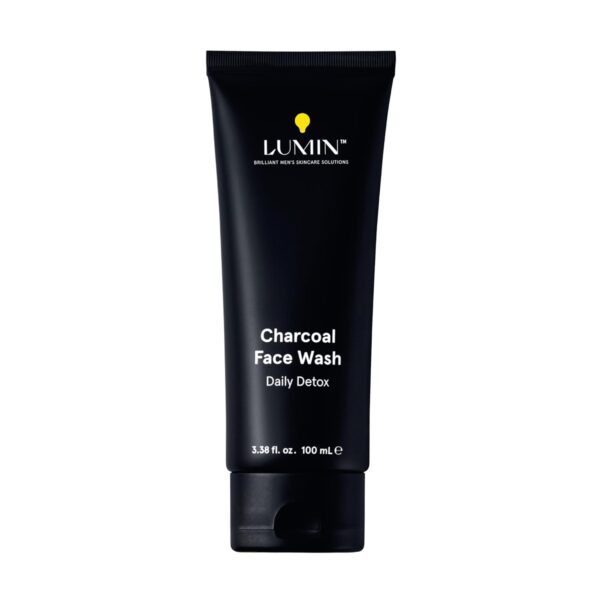 Lumin Charcoal Face Wash for Men  Daily Detox Cleanser, Hydrating Face Wash, Gently Removes Dirt & Oil, Unclogs Pores, Exfoliates, Refreshing Skincare for All Skin Types, 3.4oz