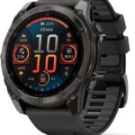 Garmin fnix 8  51 mm, AMOLED, Sapphire, Premium Multisport GPS Smartwatch, Long-Lasting Battery Life, Dive-Rated, Built-in LED Flashlight, Carbon Gray DLC Titanium with Pebble Gray Band