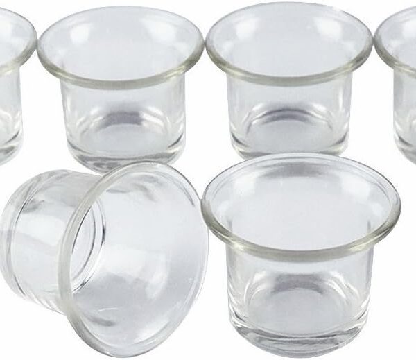 Clear Chunky Glass Lip Votive Candle Holders Tealight Votive Cups for Wedding Proposal, Spa, Aromatherapy, Meditation, 6 Counts by Shxstore