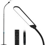 NXONE Led Floor Lamp,Modern Reading Adjustable Standing Height 4 Colors and Stepless Brightness Work Lamp for Living Room Bedroom Reading, Black