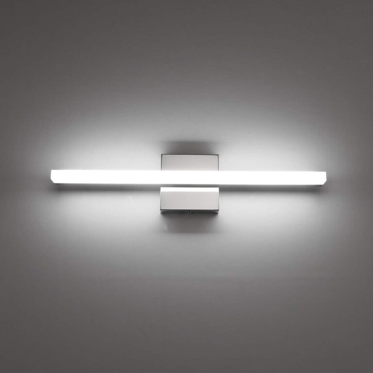 Combuh Modern Bathroom Light Fixtures Over Mirror, 16 Inch IP44 9W Chrome Vanity Light Bar for Bathroom, Wall Light Fixtures Cool White 6000K