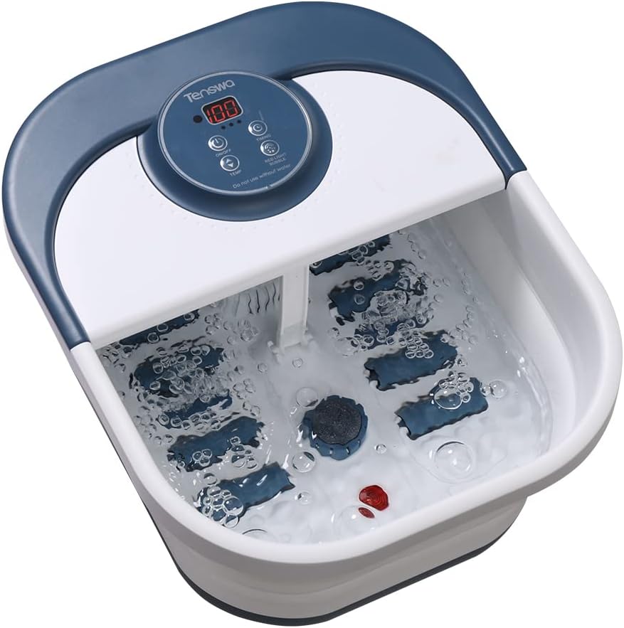 Collapsible Foot Spa Bath Massager with Heat, Bubbles, Pedicure Foot Spa with 8 Rollers, Tub for Stress Relief, Soaker with Mini Acupressure Massage Points & Temperature Control Collapsible Foot Spa Bath Massager with Heat, Bubbles, Pedicure Foot Spa with 8 Rollers, Tub for Stress Relief, Soaker with Mini Acupressure Massage Points & Temperature Control