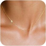 LuckFairy Initial Necklaces for Women, Dainty Gold Letter Necklace 14k Gold Plated Sideways Initial Necklace Cute Name Simple Choker Necklaces for Women Trendy Jewelry Gifts