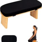 Meditation Bench with Cushion Foldable Ergonomic Bamboo Kneeling Stool Seiza Bench Wooden Meditation Stool Chair Zen Lotus Yoga Stool Floor Sitting Prayer Bench Removable Pillow