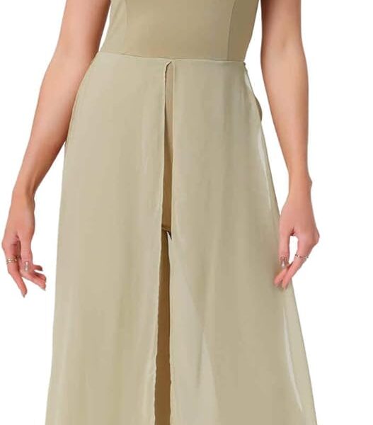 Allegra K Jumpsuit for Women Chiffon Sleeveless Halter Neck Wide Leg 2026 Dressy Casual Jumpsuits