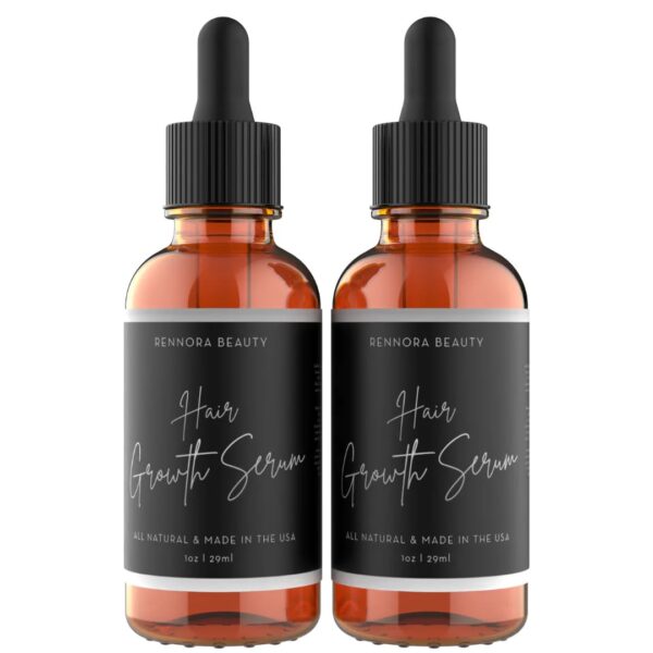 Rennora Hair Growth Serum with Organic Herbs and Natural Vitamins, Peppermint Oil, Stinging Nettle, and Rosemary Oil, No Chemicals, Formulated for Hair Regrowth (2 Pack - 60 Day Supply)