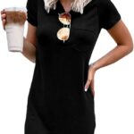 Ladiyo Women T Shirt Dress Summer Fashion Mini Dress Crew Neck Short Sleeve Dress Solid Color Casual Dress with Pocket