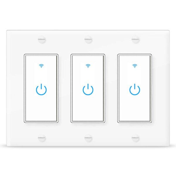 Smart WiFi Light Switch 3 Gang - Wireless Compatible with Alexa and Google Home