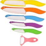 Ceramic Knife Set 6 Piece Ceramic Knives Colored with Cover Kitchen Knife Set include Peeler 3 inch Paring Knife Bread knife 6 inch Small Chef Knife