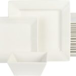 Gibson Home Zen Buffet Hard Square Porcelain Chip and Scratch Resistant Dinnerware Set, White, Service for 8 (24pcs)
