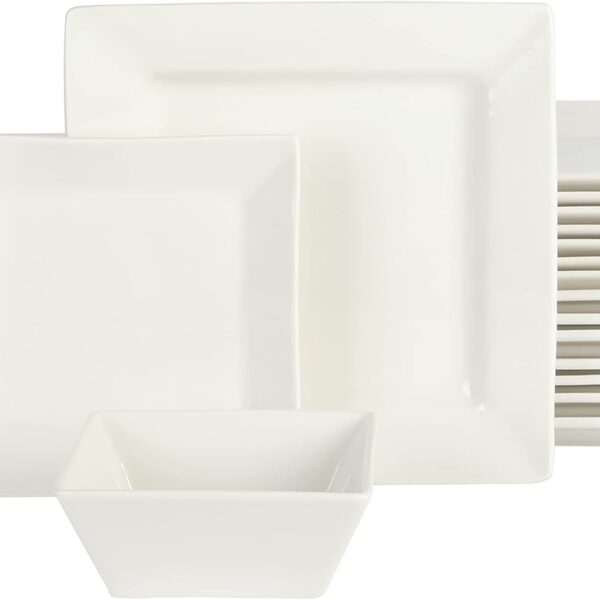 Gibson Home Zen Buffet Hard Square Porcelain Chip and Scratch Resistant Dinnerware Set, White, Service for 8 (24pcs)