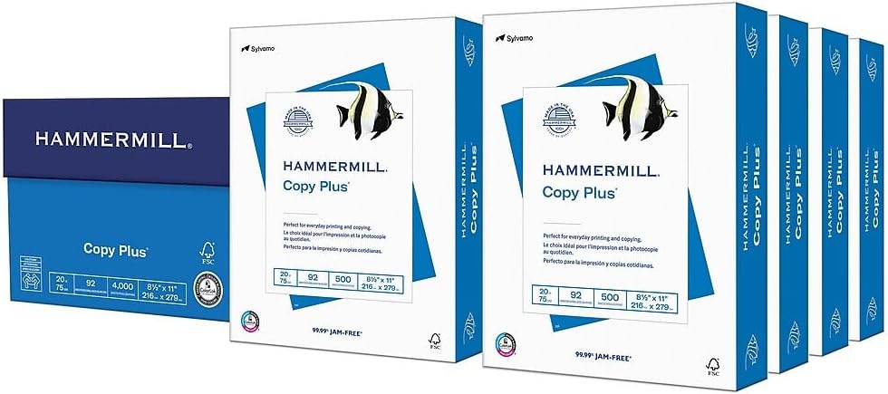 Hammermill Copy Plus 8.5" x 11" Copy Paper, 20 lbs., 92 Bright, 8 Ream (4,000 Sheets) - 105190 Hammermill Copy Plus 8.5" x 11" Copy Paper, 20 lbs., 92 Bright, 8 Ream (4,000 Sheets) - 105190