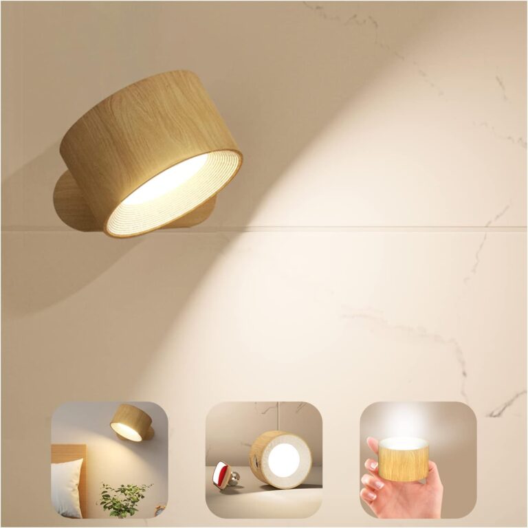 Koopala LED Sconces, Wall Mounted Lamps with Rechargeable Battery Operated USB Port 3 Color Temperatures & 3 Brightness Levels 360Rotate Magnetic Ball, Cordless Lights for Reading Bedside