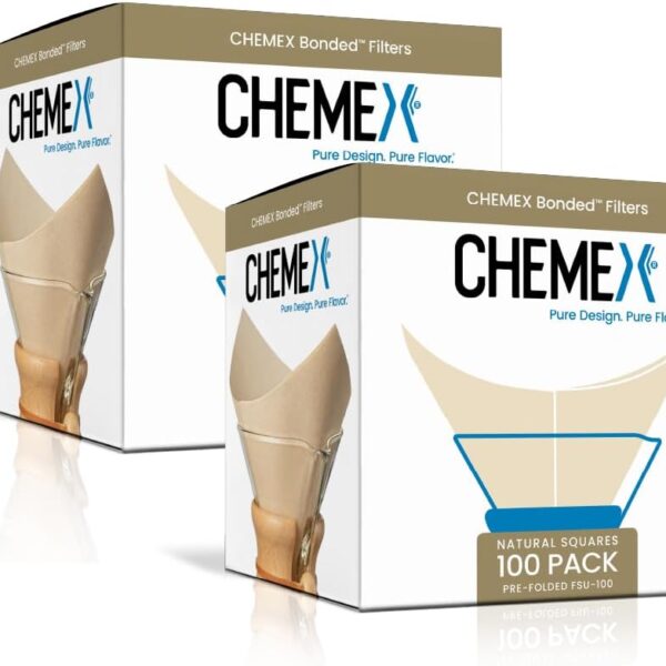 Chemex Bonded Filter - Natural Square - 100 Count (Pack of 2) - Exclusive Packaging