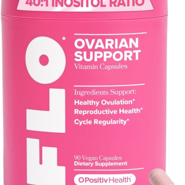 O Positiv FLO Ovarian Health Support - Hormone Balance for Women, Supplement with DIM, Myo & D-Chiro Inositol, Folic Acid - Supports Healthy Ovulation, Cycle Regularity - 30 Servings