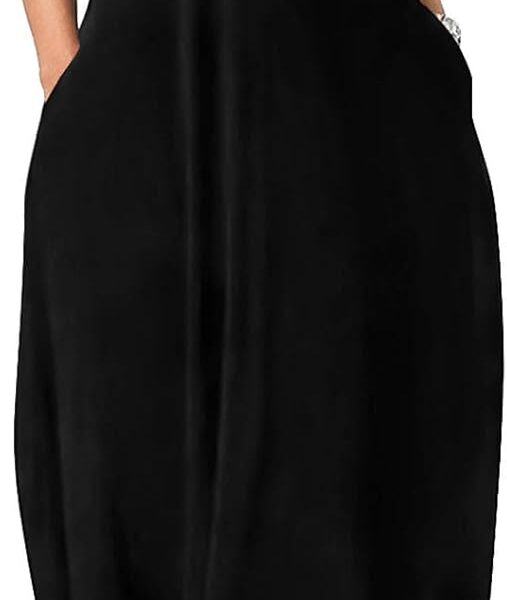 OFEEFAN Women's Maxi Dresses Summer Spaghetti Strap Dress with Pockets