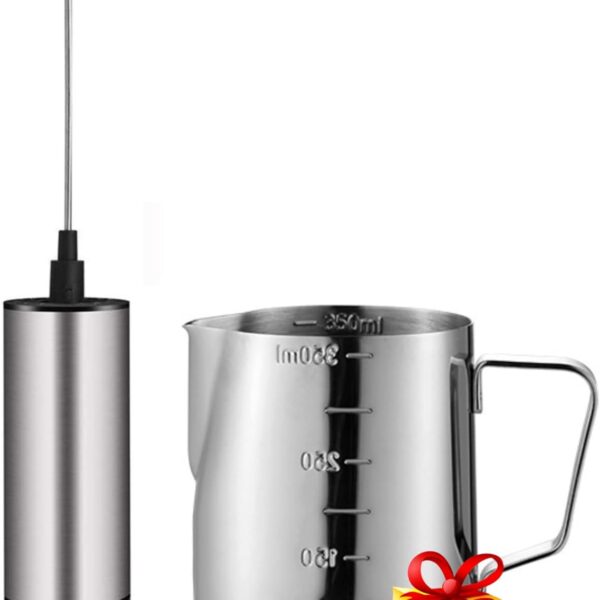 Milk Frother Handheld Battery Operated, Coffee Frother for Milk Foaming, Latte/Cappuccino Frother Mini Frappe Mixer for Drink, Hot Chocolate, Stainless Steel Silver