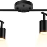 Black Track Lighting Fixture Ceiling, Modern Track Light Fixtures Kitchen, 8-Light Rotatable LED Track Lights, Semi Flush Wall Sconces Lighting for Dining Room/Hallway(GU10 Socket, Bulb Not Included)