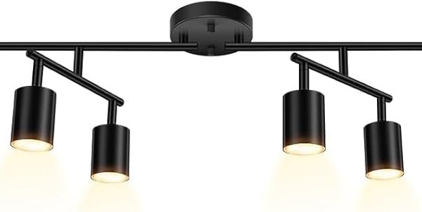 Black Track Lighting Fixture Ceiling, Modern Track Light Fixtures Kitchen, 8-Light Rotatable LED Track Lights, Semi Flush Wall Sconces Lighting for Dining Room/Hallway(GU10 Socket, Bulb Not Included)