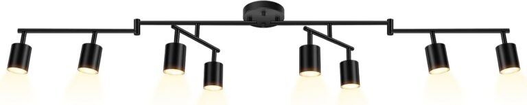 Black Track Lighting Fixture Ceiling, Modern Track Light Fixtures Kitchen, 8-Light Rotatable LED Track Lights, Semi Flush Wall Sconces Lighting for Dining Room/Hallway(GU10 Socket, Bulb Not Included)