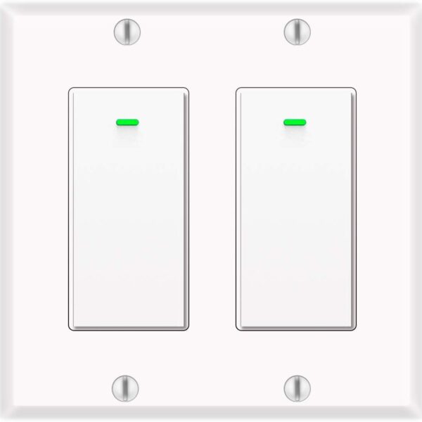 Alexa Light Switch, Double Smart WiFi Light Switches, Smart Switch 2 Gang Compatible with Alexa and Google Home, Neutral Wire Needed, with Remote Control, Timing Schedule, No hub Required (2Pack)