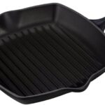 Le Creuset Enameled Cast Iron Signature Square Skillet Grill, 10.25", Licorice