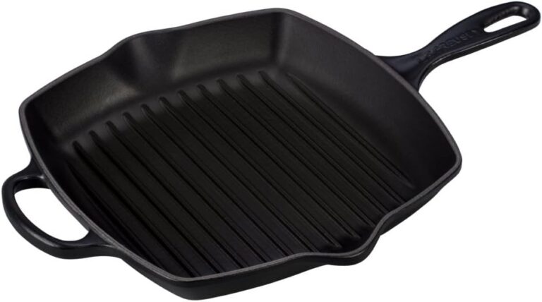 Le Creuset Enameled Cast Iron Signature Square Skillet Grill, 10.25", Licorice
