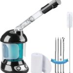 Facial Steamer - DENFANY Nano Ionic Face Steamer with Extendable 360 Rotating Arm - Portable Facial Steamer for Personal Care at Home or Salo (Black)