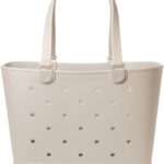 Simple Modern Extra-Large Beach Bag | Waterproof Getaway Rubber Tote with Zipper Pocket for Travel, Pool, Boat, Groceries, Sports | Almond Birch