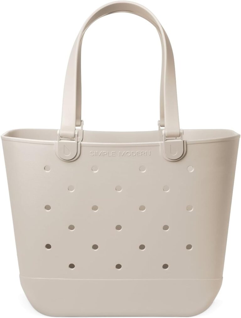 Simple Modern Extra-Large Beach Bag | Waterproof Getaway Rubber Tote with Zipper Pocket for Travel, Pool, Boat, Groceries, Sports | Almond Birch