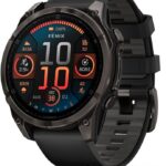 Garmin fnix 8  47 mm, AMOLED, Sapphire, Premium Multisport GPS Smartwatch, Long-Lasting Battery Life, Dive-Rated, Built-in LED Flashlight, Carbon Gray DLC Titanium with Pebble Gray Band