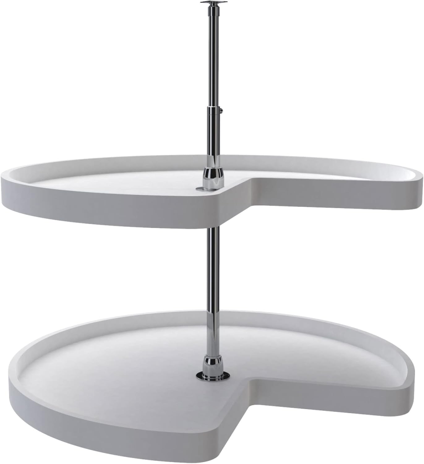 Rev-A-Shelf 32" Kidney Shaped Dual Tier Lazy Susan Organizer for Corner Base Kitchen Cabinets, Plastic Home Storage Shelves, White, 6472-32-11-52 Rev-A-Shelf 32" Kidney Shaped Dual Tier Lazy Susan Organizer for Corner Base Kitchen Cabinets, Plastic Home Storage Shelves, White, 6472-32-11-52