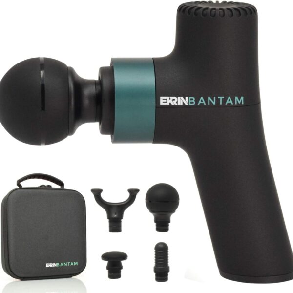 Ekrin Athletics Bantam Mini Massage Gun - Compact Deep Tissue Muscle Massager with Adjustable Speeds & 4 Attachments - Long Battery Life, Lightweight, Travel Friendly