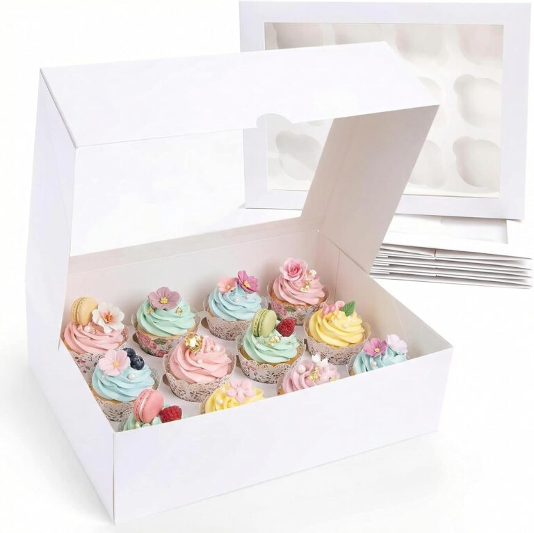VGOODALL 12 Count Cupcake Boxes, 6PCS Cupcake Container with Window Boxes Holding 72 Pastry Box for Birthday Holiday Party Bakery Supplies 13.2"x9.8"x4"