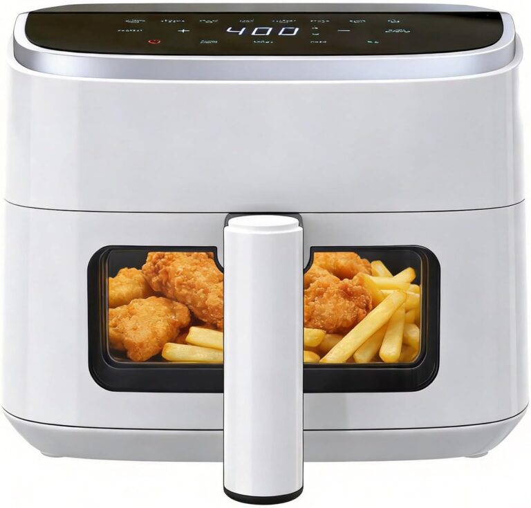 NEWBULIG Air Fryer4QT Small AirFryer with Easy View Window and Interior Light, Digital Touchscreen with 8 Presets for Custom Cooking, Nonstick and Dishwasher Safe Basket, White