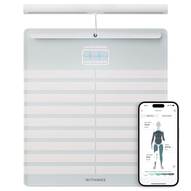WITHINGS Body Scan - Smart Scale with Segmental Body Composition Analysis, Weighing Scales Body Weight & Vascular Age, Visceral Fat, Heart Rate, iOS/Android