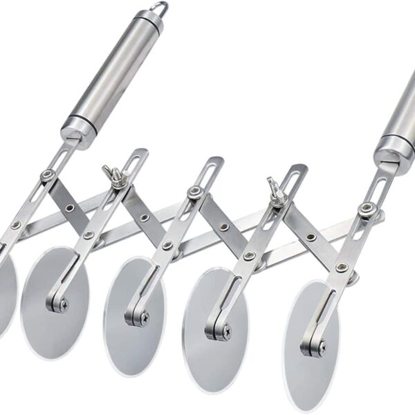 Juome 5 Wheel Pastry Cutter Stainless Pizza Slicer Multi-Round Dough Cutter Roller Cookie Pastry Knife Divider with Handle
