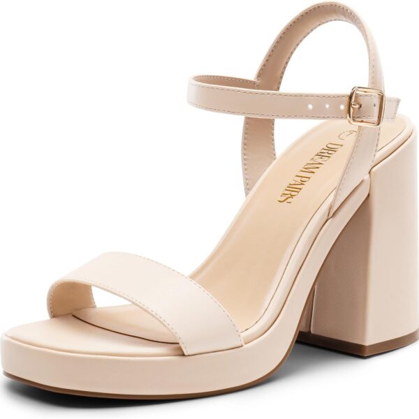 DREAM PAIRS Heels for Women Block Chunky Platform High Heels Open Toe Fashion Wedding Party Evening Prom Dance Ankle Strap Dress Pump Sandals Shoes