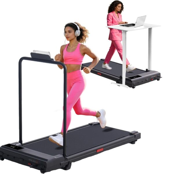 Walking Pad with Handle Bar, 2026 Upgrade Small Walking Pad Treadmill with Incline, 3.0HP Portable Under Desk Treadmill with Handles for Home Small, 0.6-7.6MPH, 350LBS
