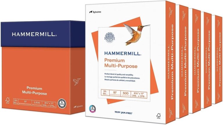 Hammermill Printer Paper, Premium Multipurpose Paper 24 lb, 8.5 x 11-5 Ream (2,500 Sheets) - 92 Bright, Made in the USA