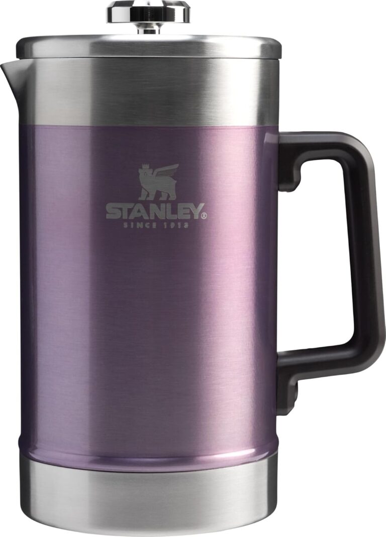 STANLEY Classic Stay-Hot French Press Coffee Maker 48 oz | 5 Minute Brew, 4 Hours Hot | Mesh Filter for Coffee Grounds | Insulated Stainless Steel French Press | BPA-Free | Wisteria Shine