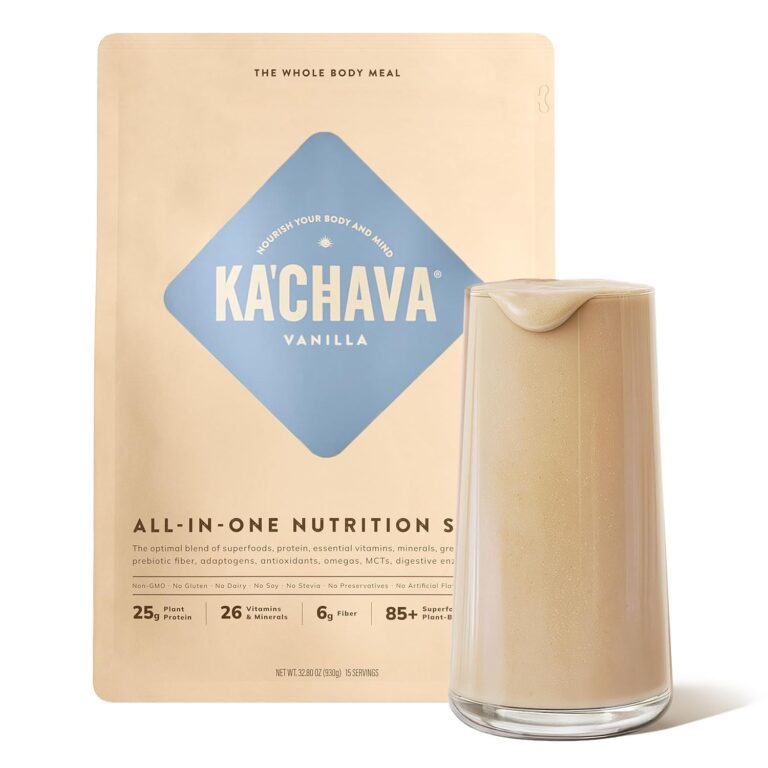 KaChava Whole Body Meal Shake Vanilla 2 lb  Vegan Protein Powder with 85+ Superfoods & Greens  Plant-Based Meal Replacement with Probiotics & Digestive Enzymes  Gluten & Dairy Free (15 Servings)