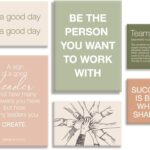YEOION Office Wall Decor-Motivational Teamwork Office Wall Art Canvas Frame Set of 6-Team Work Leadership Workplace Bulletin Board Break Room Wall Decoration-Teamwork Gifts for Team Leader Boss