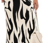 PRETTYGARDEN Women's 2026 Spring High Waist Graphic Print A Line Pleated Long Skirts for Women Trendy Plisse Midi Skirt