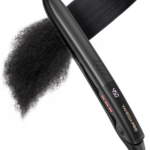 VANESSA PRO Flat Iron Hair Straightener, 100% Pure Titanium Flat Iron for One Pass to Achieve a Sleek Look, Curls Beautifully & Straightens Well - 1 inch