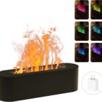 Essential Oil Diffusers,Flame Colorful Water Vapor Fire Fireplace Humidifier for Aromatherapy Aroma Therapy Machine Room Bedroom,Black Flame Diffuser for Essential Oils